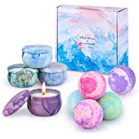 Los mejores  - Bombas de Baño 5 con 4 Vela perfumada- OFUN Sales de Baño Relajantes de Spa- Baño de burbujas naturales y orgánicas…